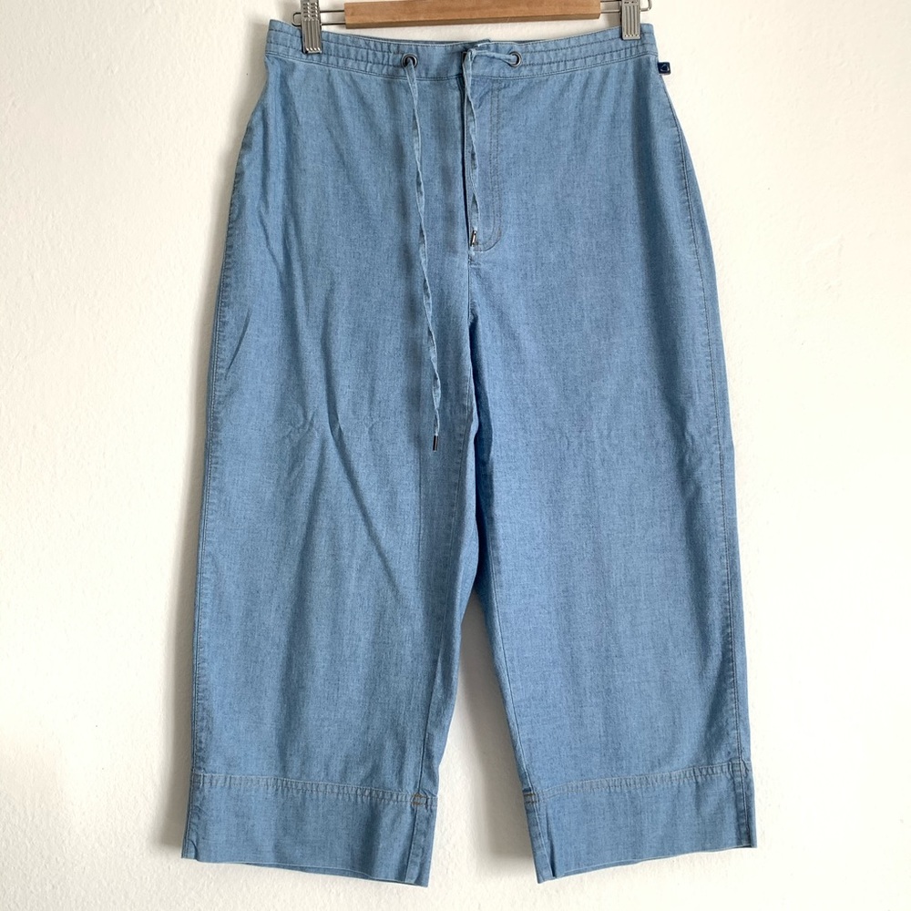 LIZ CLAIBORNE BLUE DENIM "TABITHA" FLARE LEG DRAWS